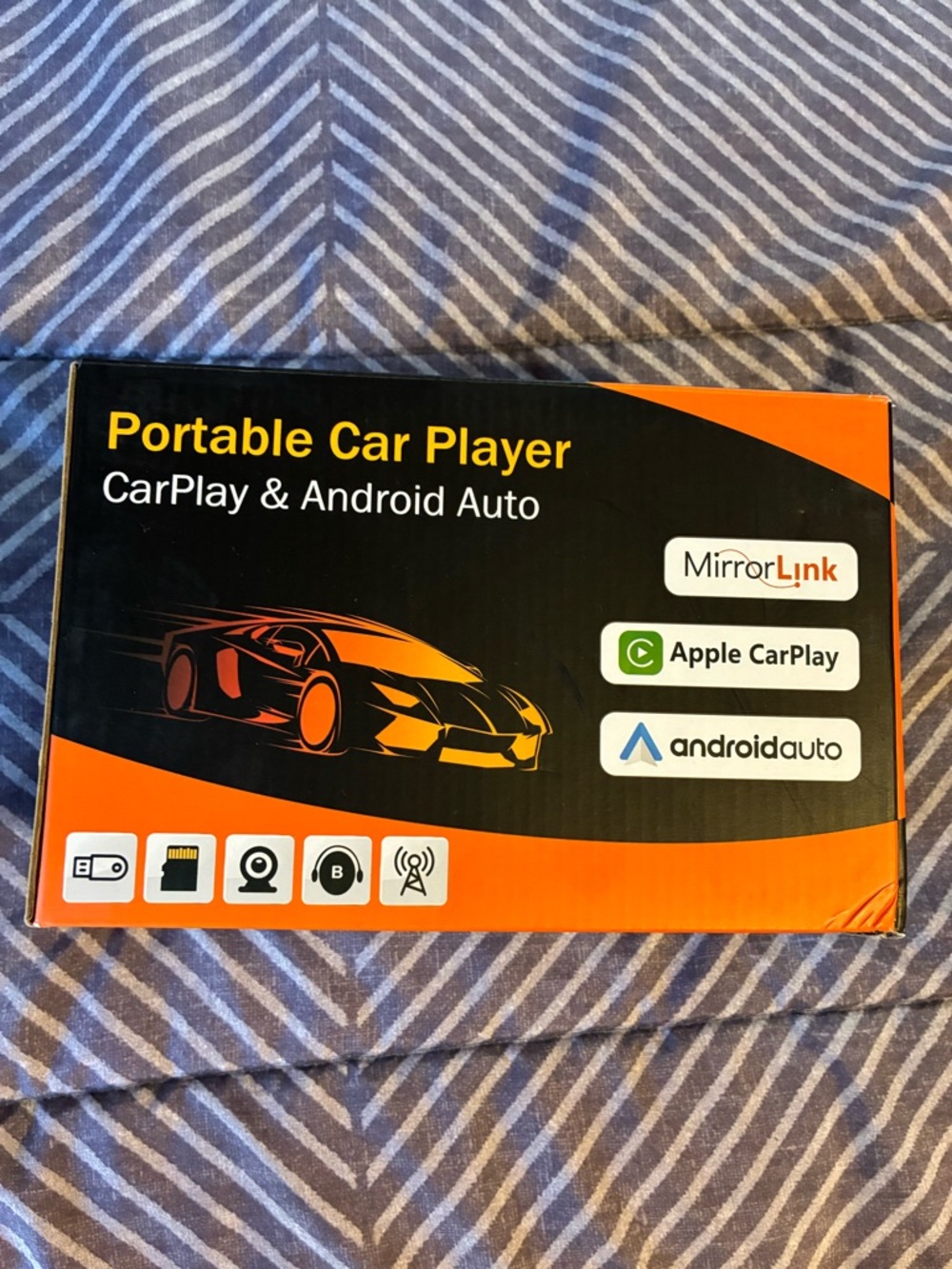 Portable Car Player with CarPlay & Android Auto - Black/Orange